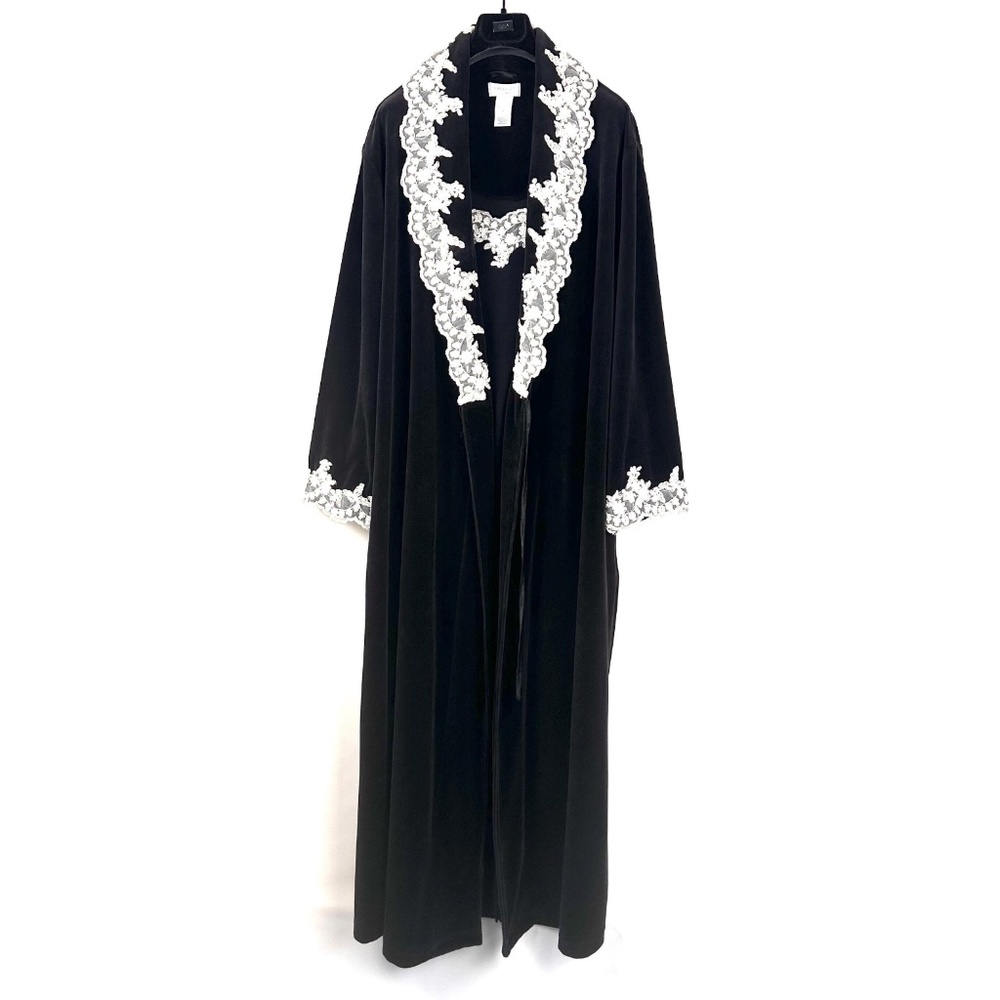 Vintage 1990’s ‘Cabernet Sleepwear’ Velvet Scalloped Lace 2 Piece Set - S/M